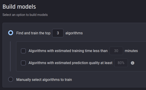 Automatically train top algorithms based on given criteria CLV prediction