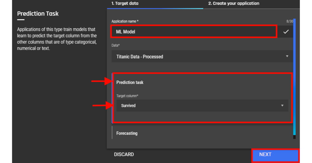 Prediction Task on the AI & Analytics Engine