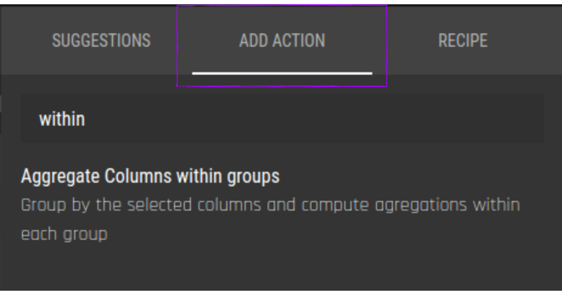 Aggregate Columns within Groups Action