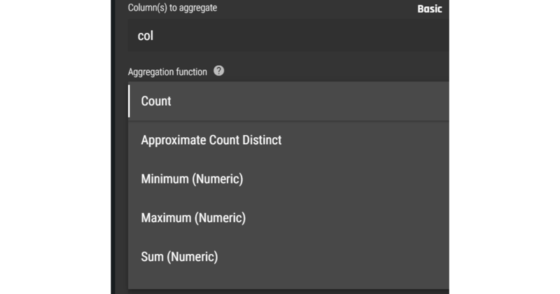 Lookup aggregation actions options