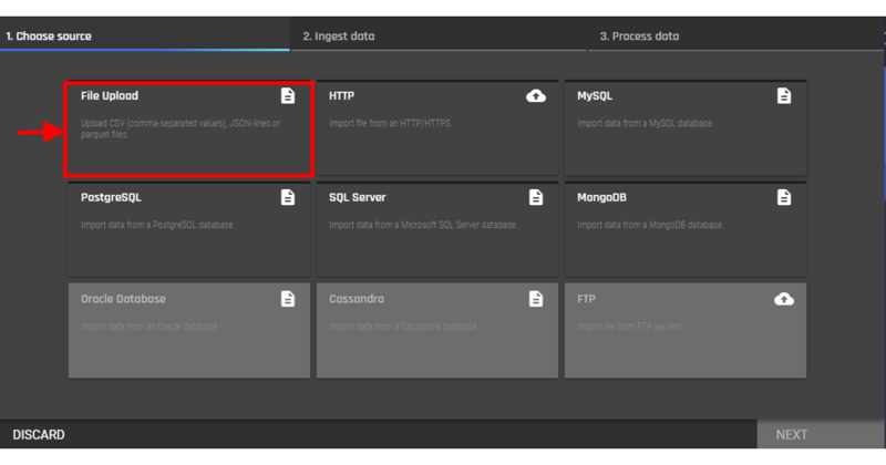 Uploading a file on the AI & Analytics Engine