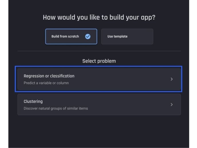 Choose “Regression or classification”