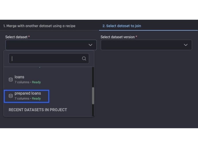 Selecting the dataset to merge with