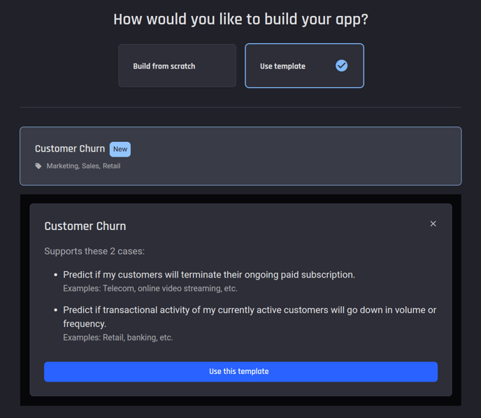 Customer churn template