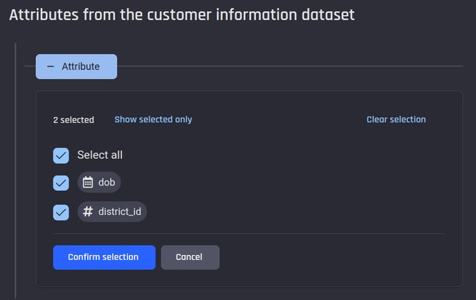 Select appropriate attributes from the customer-information dataset