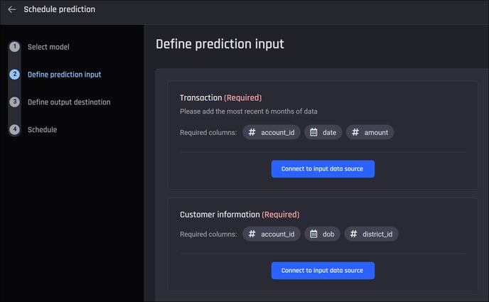 Provide the necessary inputs for prediction