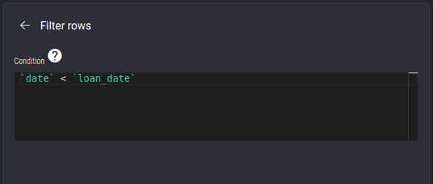 The (boolean) criterion we want to filter by: Use only the transaction history that happened before the loan agreement date