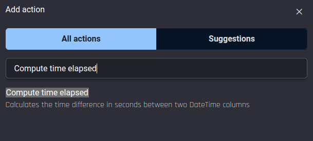 Accessing the “Compute time elapsed” action to compute the difference in days between two dates