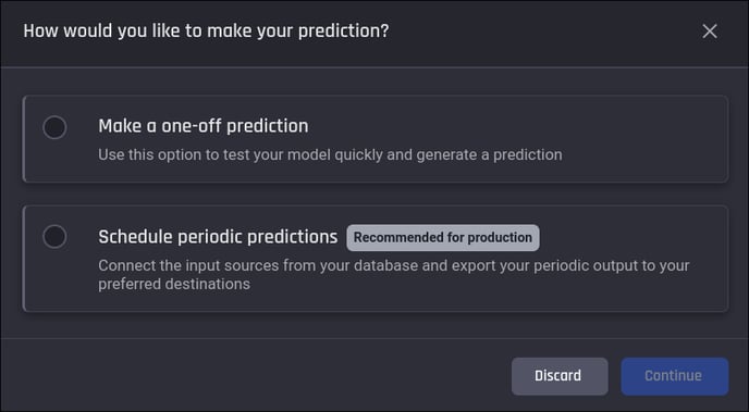 Dialog for choosing prediction mode
