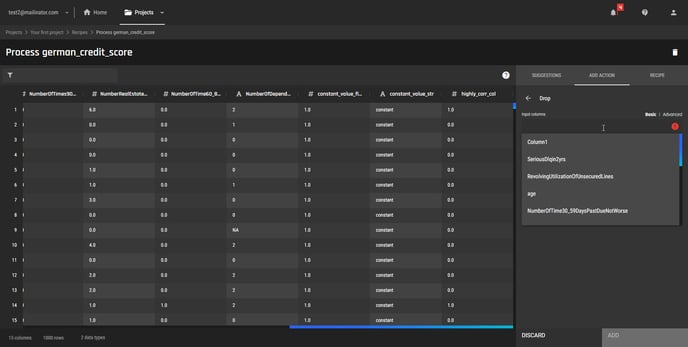 Add actions page
