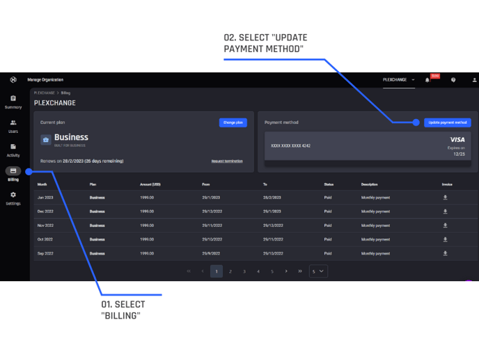 Updating payment method