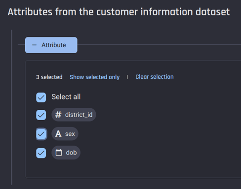 Select appropriate attributes from the customer-information dataset