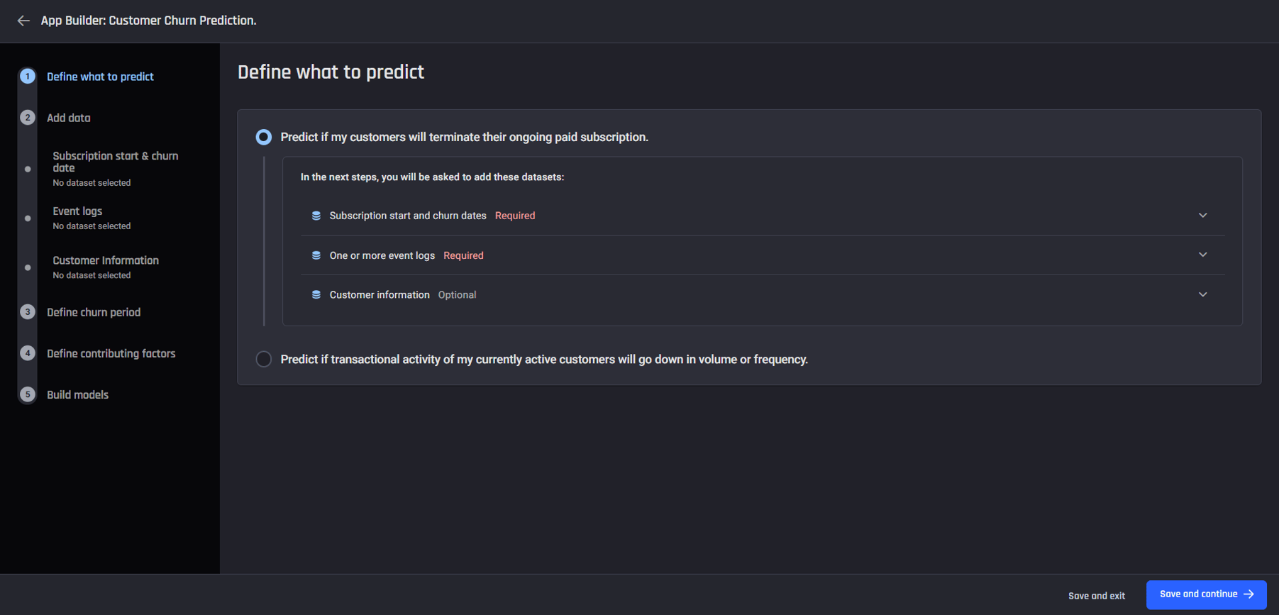 step 1 subscription: select template