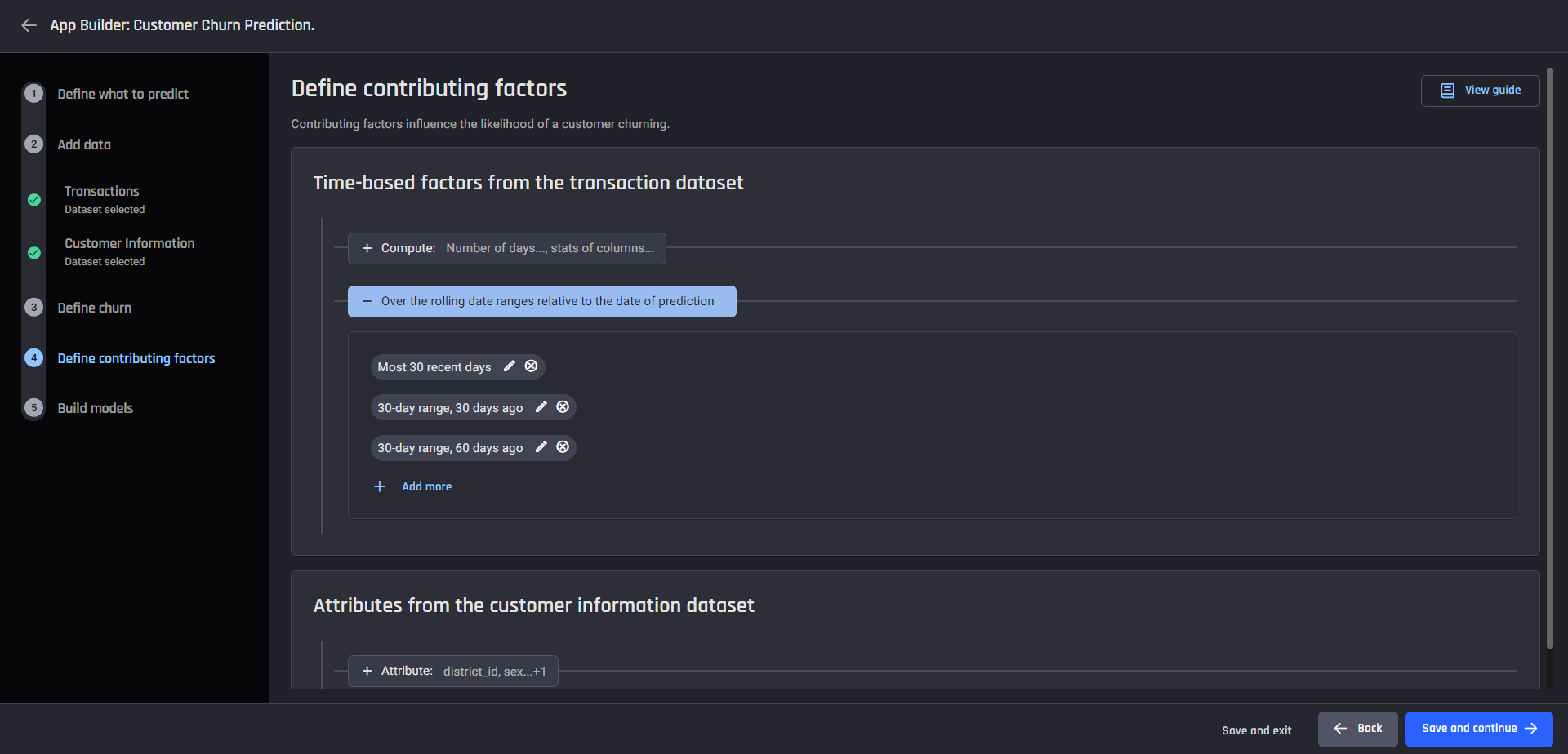 step 4 transactional: define factors
