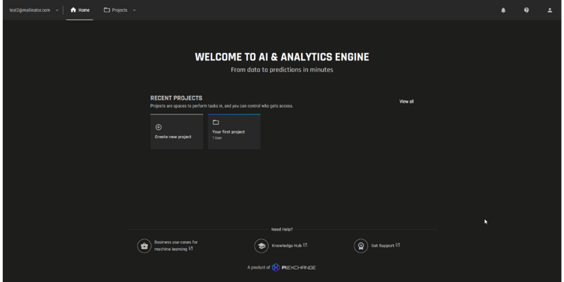 New Homepage in the AI & Analytics Engine
