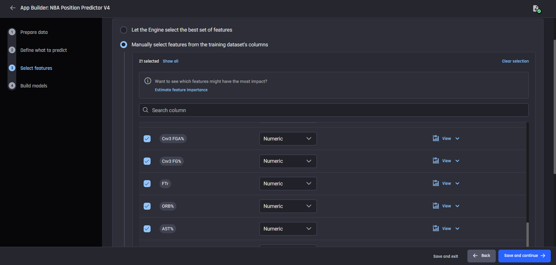 ai analytics engine feature selection