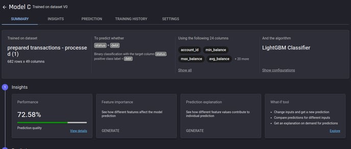 The model details page