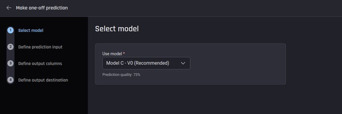 Selecting the model to be used to make predictions