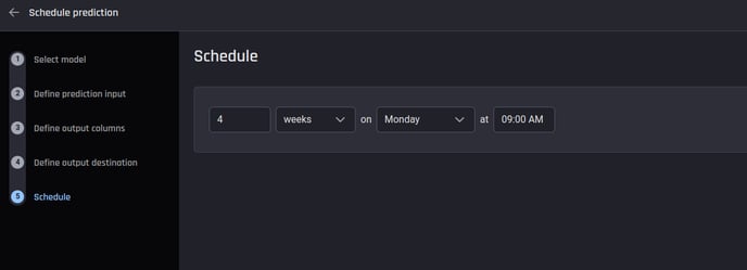 Defining a schedule to run predictions