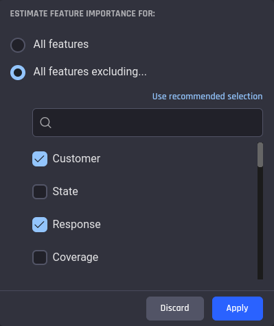 manual feature selection option