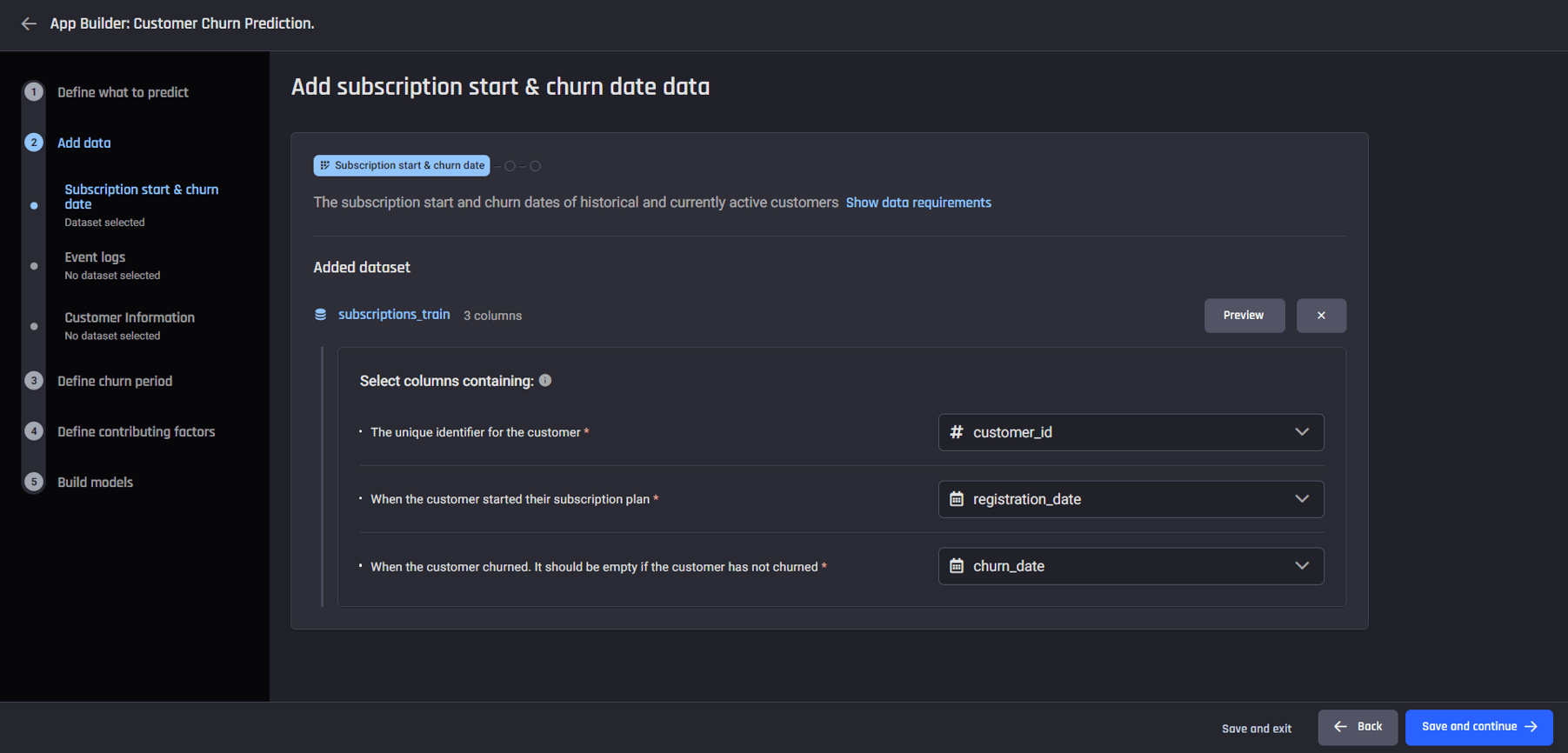 step 2 subscription - import data