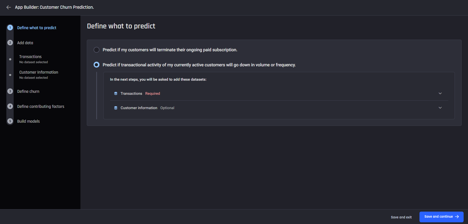 step 1 transactional: select template