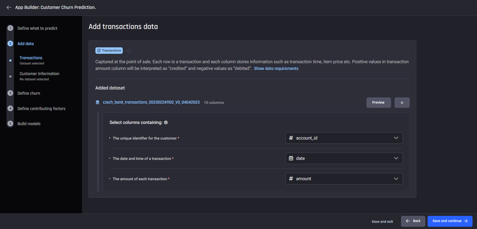 step 2 transactional: import data