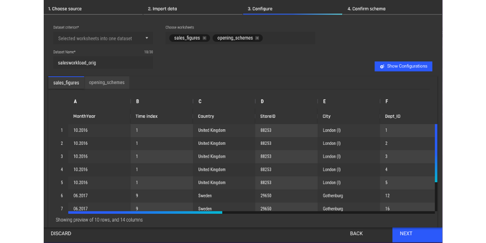 Data configuration on the AI & Analytics Engine