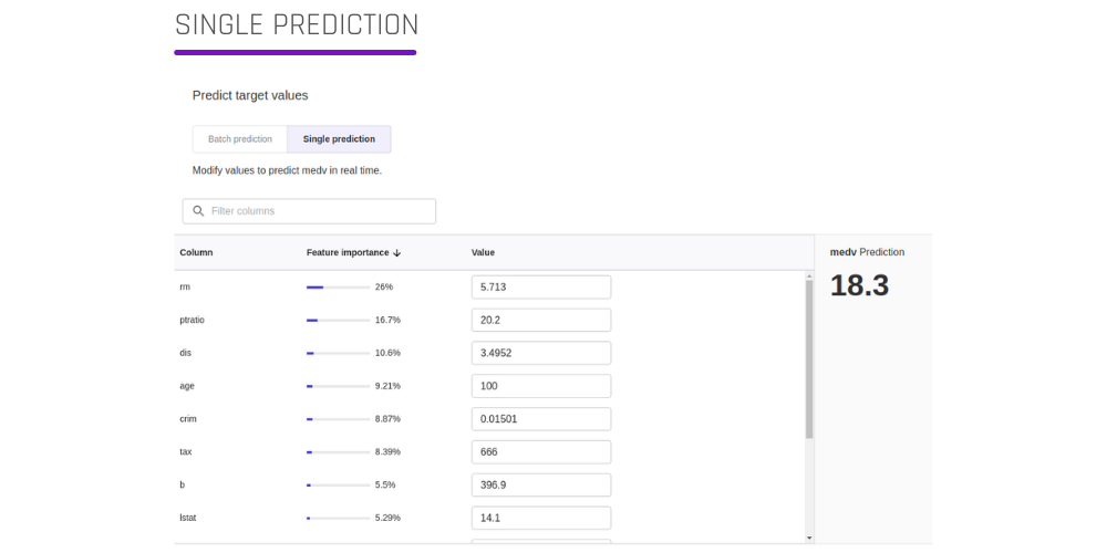 SageMaker Canvas single prediction