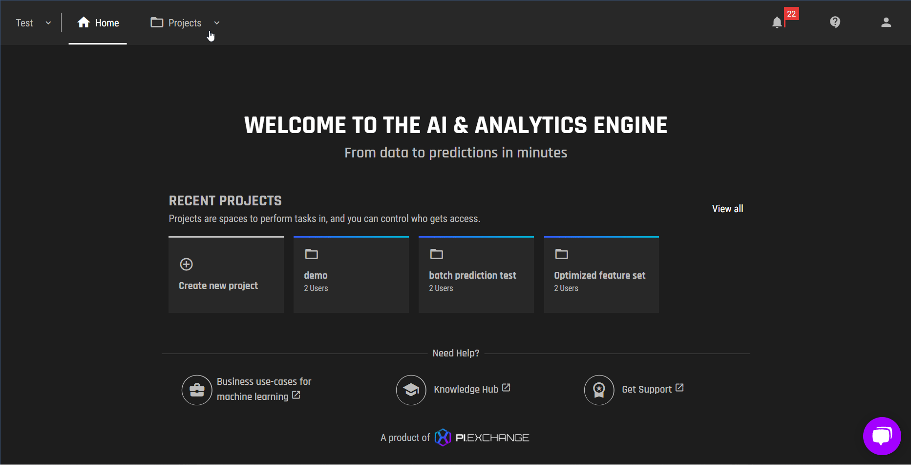 project page on the AI & Analytics Engine