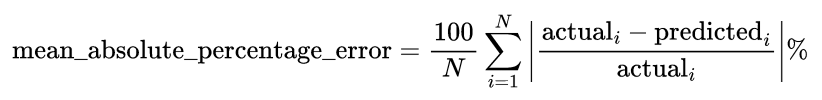 mean absolute percentage error calculation